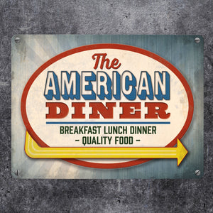 Metallschild mit Classic American Diner Motiv
