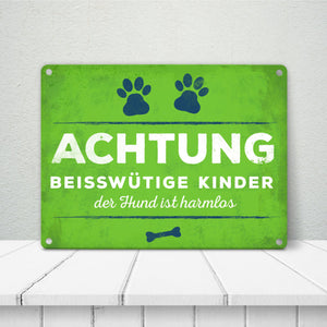 Achtung beisswütige Kinder… Metallschild