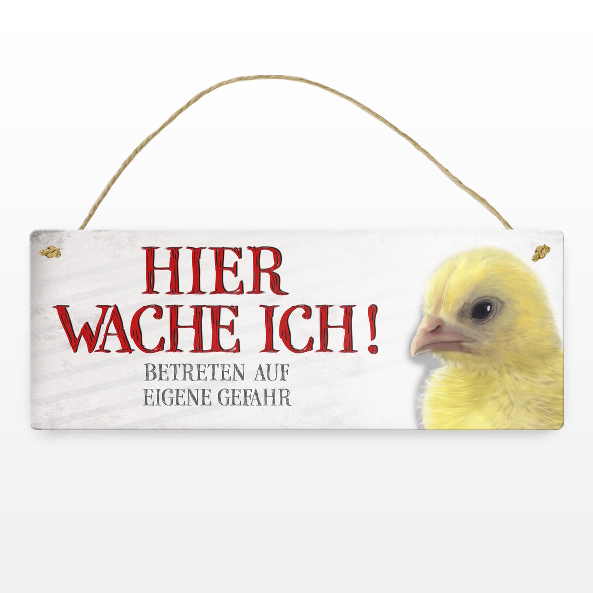 Metallschild mit Küken Motiv und Spruch: Betreten auf eigene Gefahr ...