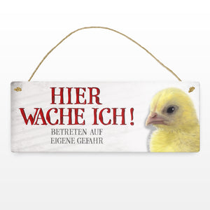 Metallschild mit Küken Motiv und Spruch: Betreten auf eigene Gefahr ...