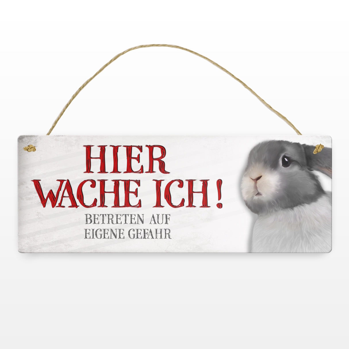 Metallschild mit Hase Motiv und Spruch: Betreten auf eigene Gefahr ...