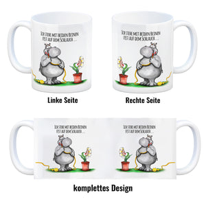 Ich stehe mit beiden Beinen fest auf dem Schlauch Nilpferd Kaffeebecher