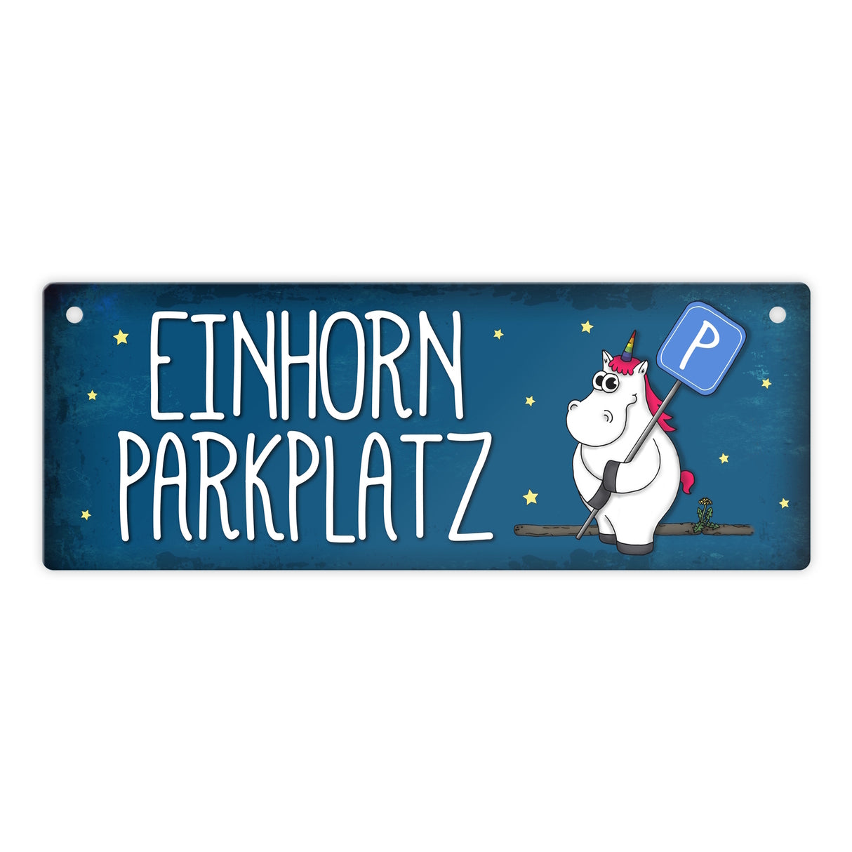 Honeycorns Metallschild mit Einhornparkplatz Motiv