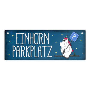 Honeycorns Metallschild mit Einhornparkplatz Motiv