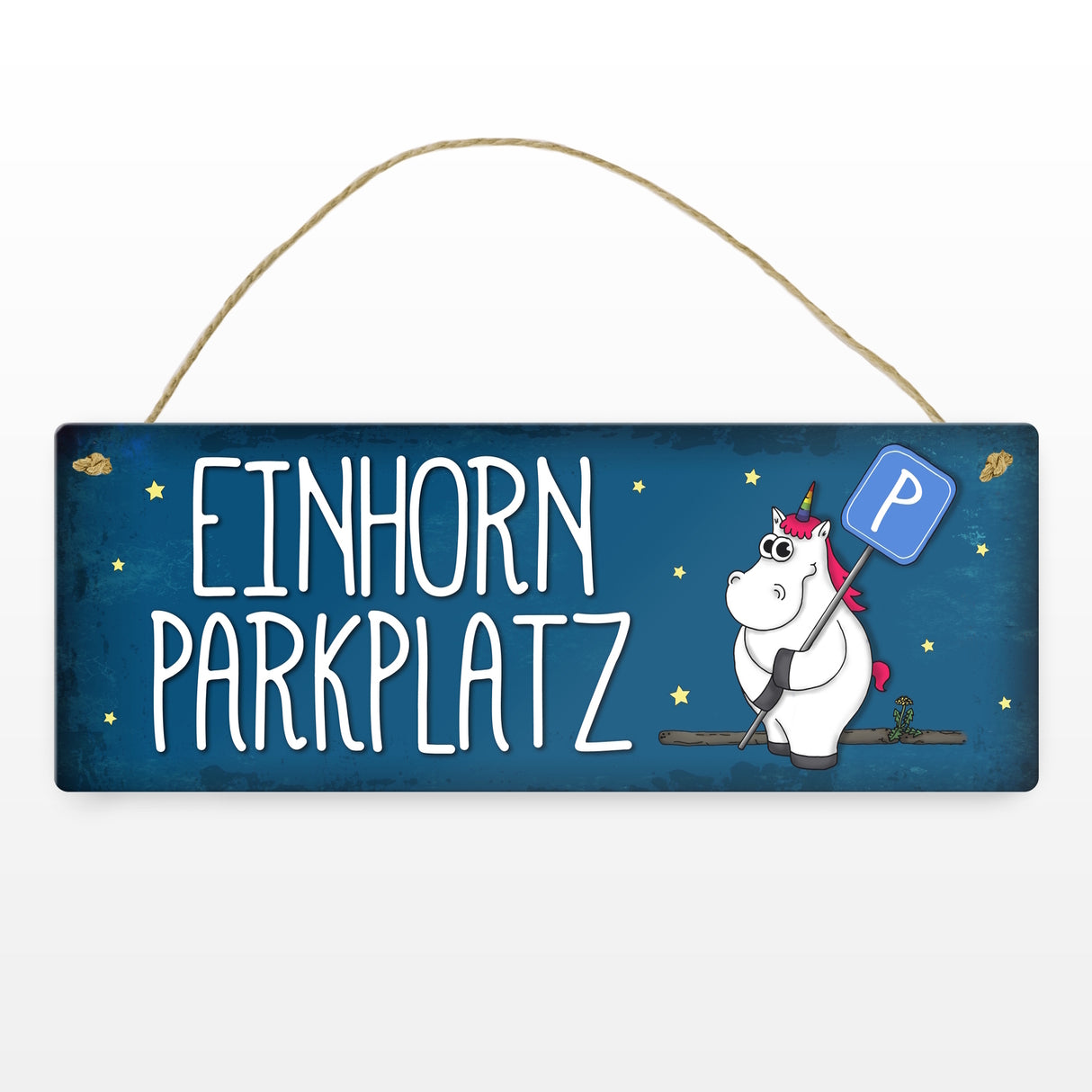 Honeycorns Metallschild mit Einhornparkplatz Motiv