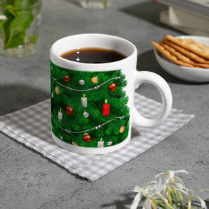 Kaffeebecher mit fotorealistischem Weihnachtsbaum Motiv
