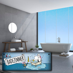 Honeycorns Metallschild mit Einhorn Badezimmer Motiv