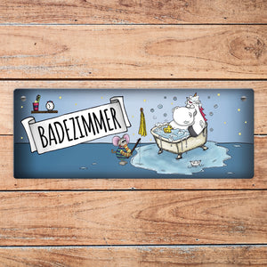 Honeycorns Metallschild mit Einhorn Badezimmer Motiv