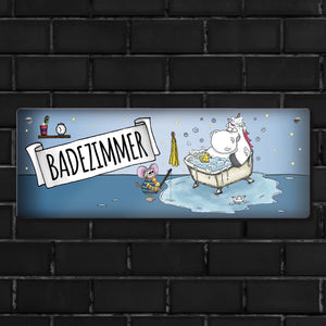 Honeycorns Metallschild mit Einhorn Badezimmer Motiv