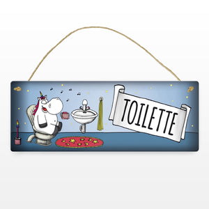 Honeycorns Metallschild mit Einhorn Toilette Motiv