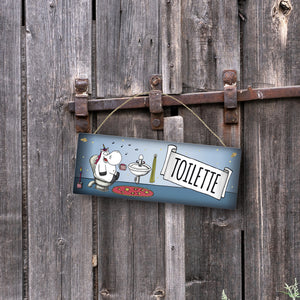 Honeycorns Metallschild mit Einhorn Toilette Motiv