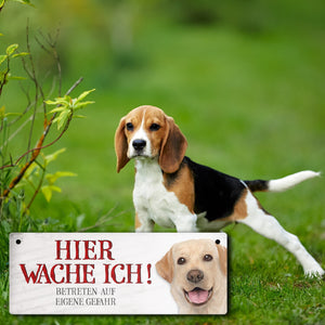 Metallschild mit Labrador Motiv und Spruch: Betreten auf eigene Gefahr ...