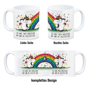 Honeycorns Kaffeebecher mit Einhorn Motiv und Spruch: Ich habe mich umgesehen, wir sind ...