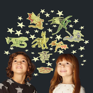 Drachen und Sterne Leuchtsticker im 43er Set