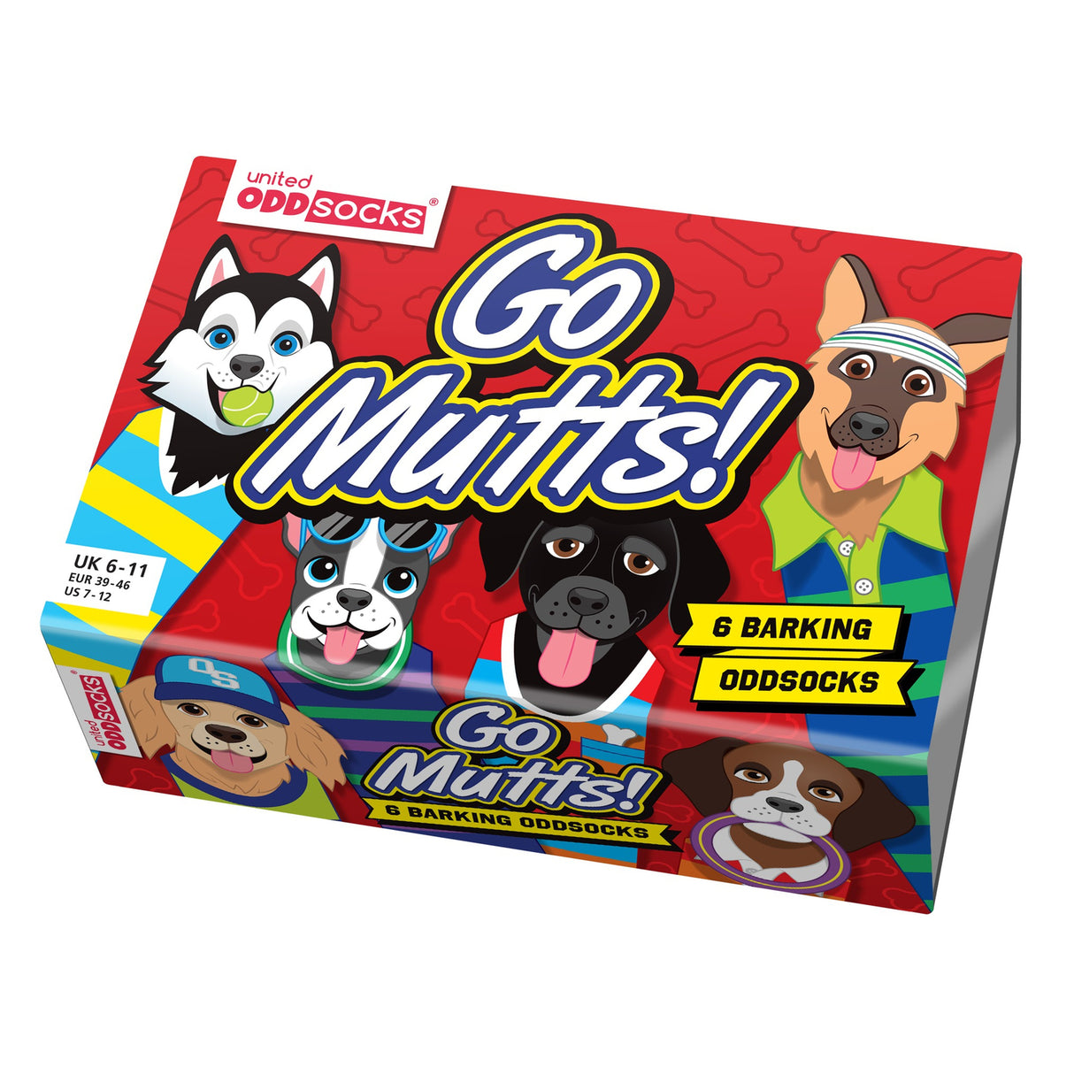 Go Mutts! Hunde Oddsocks Socken in 39-46 im 6er Set