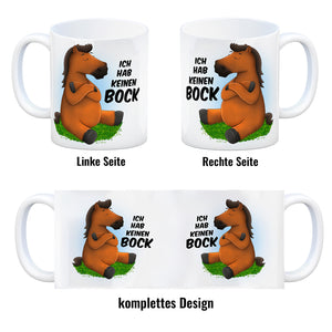 Ich hab keinen Bock Kaffeebecher mit Pferde Motiv