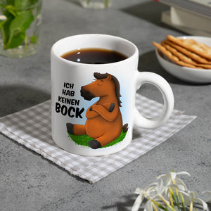 Ich hab keinen Bock Kaffeebecher mit Pferde Motiv