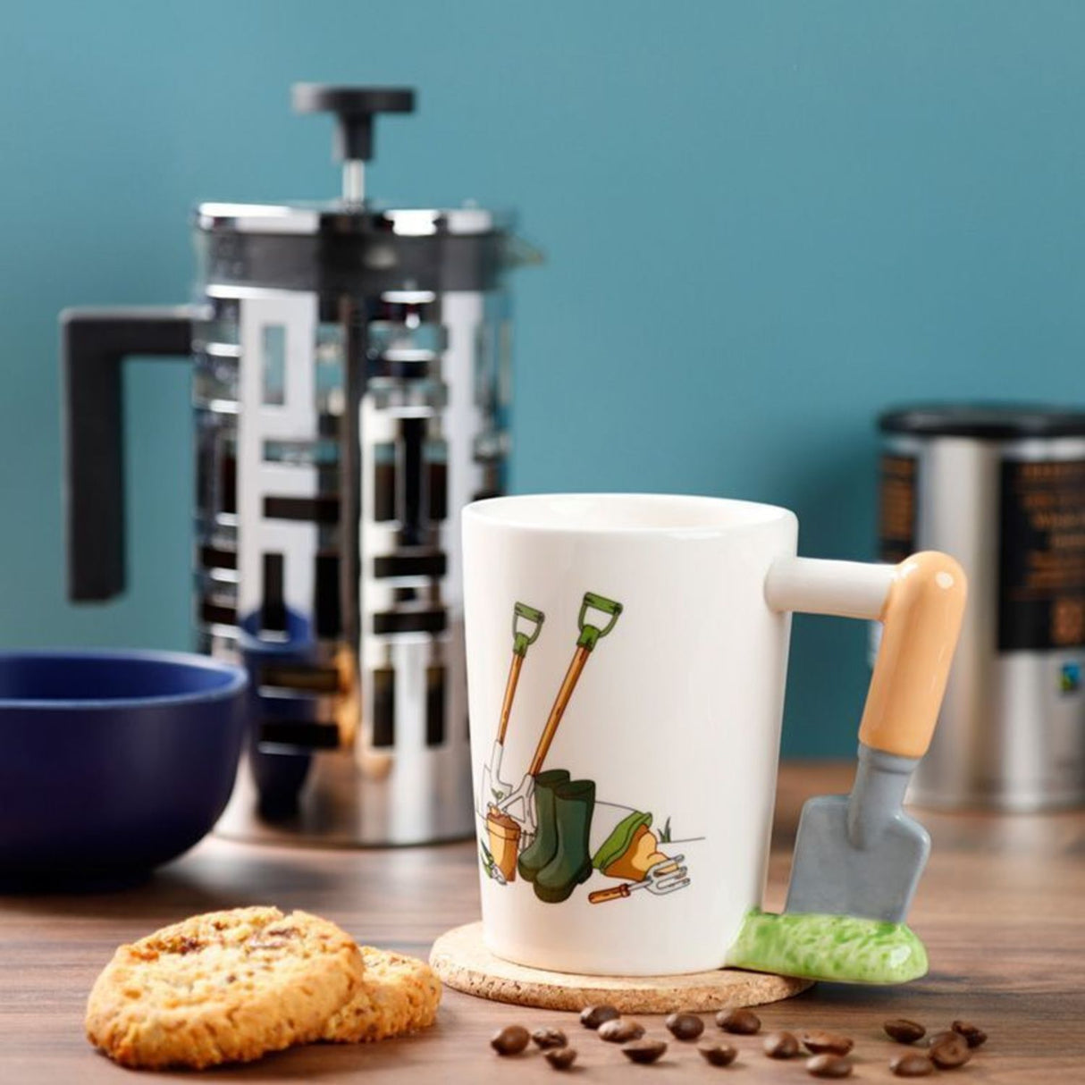 Gartenwerkzeuge Kaffeebecher mit Gartenschaufel Henkel
