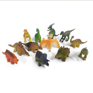 Dinosaurier Spielfiguren in einem T-Rex Kopf im 12er Set