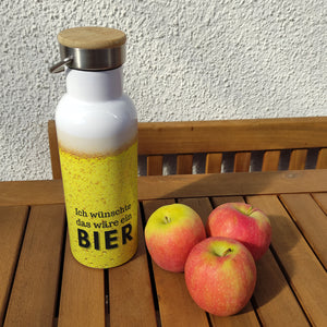 Ich wünschte das wäre ein Bier Thermoflasche mit Bambusdeckel