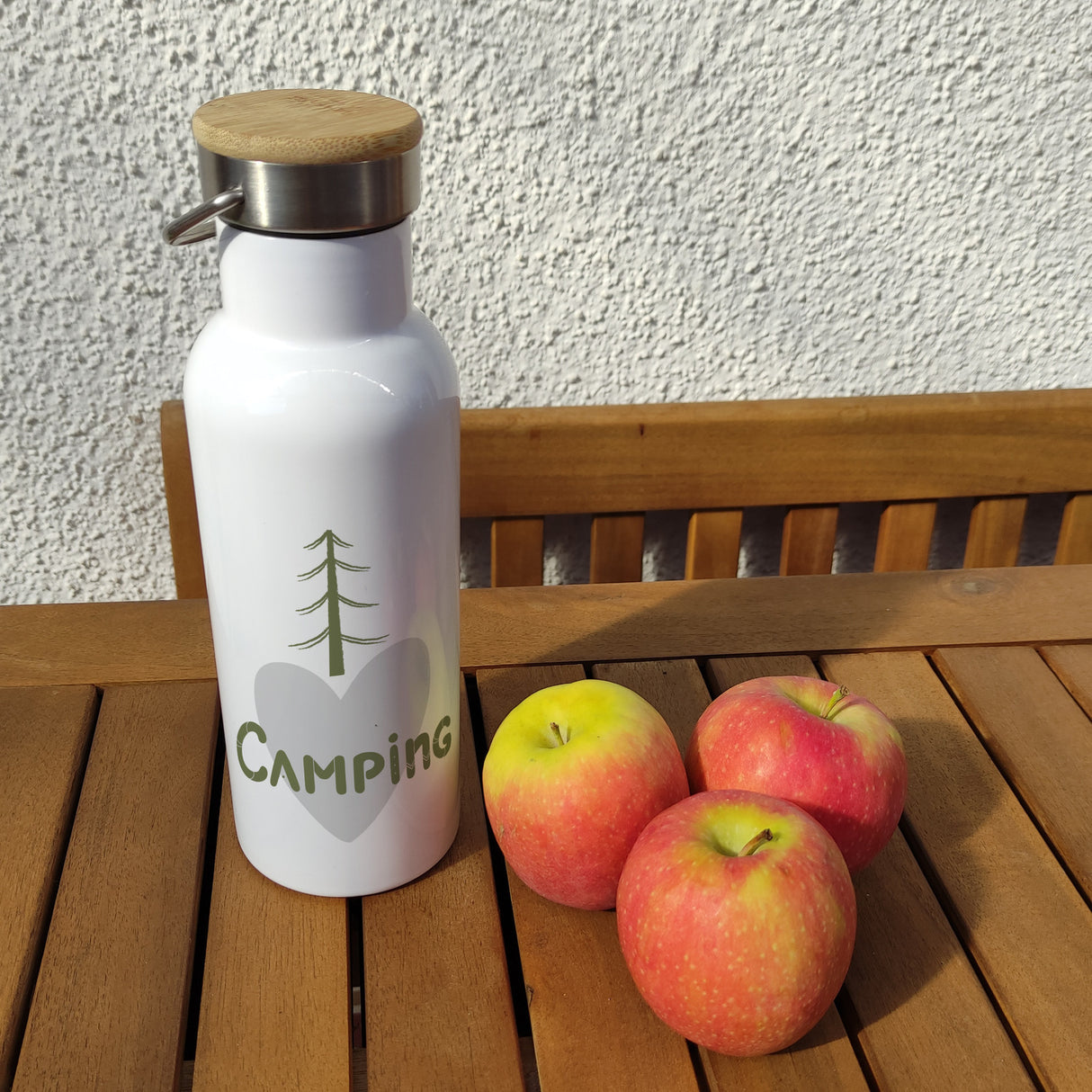 I love Camping Thermoflasche mit Bambusdeckel