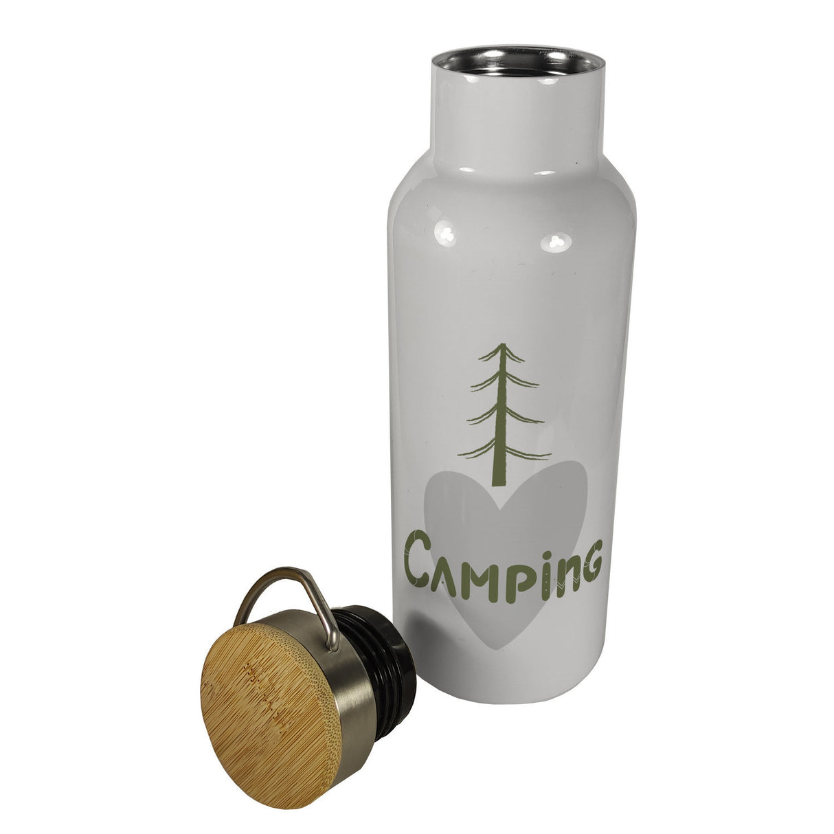 I love Camping Thermoflasche mit Bambusdeckel