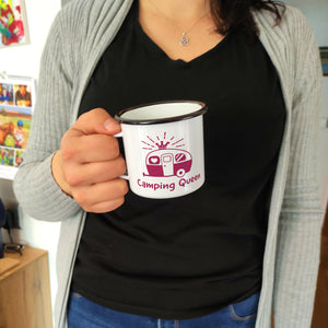 Camping Queen Emailletasse mit Wohnwagen