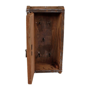 Vintage Schlüsselkasten mit 5 Haken aus Holz