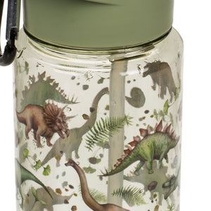 Dinosaurier Trinkflasche mit Trinkhalm und Karabinerhaken