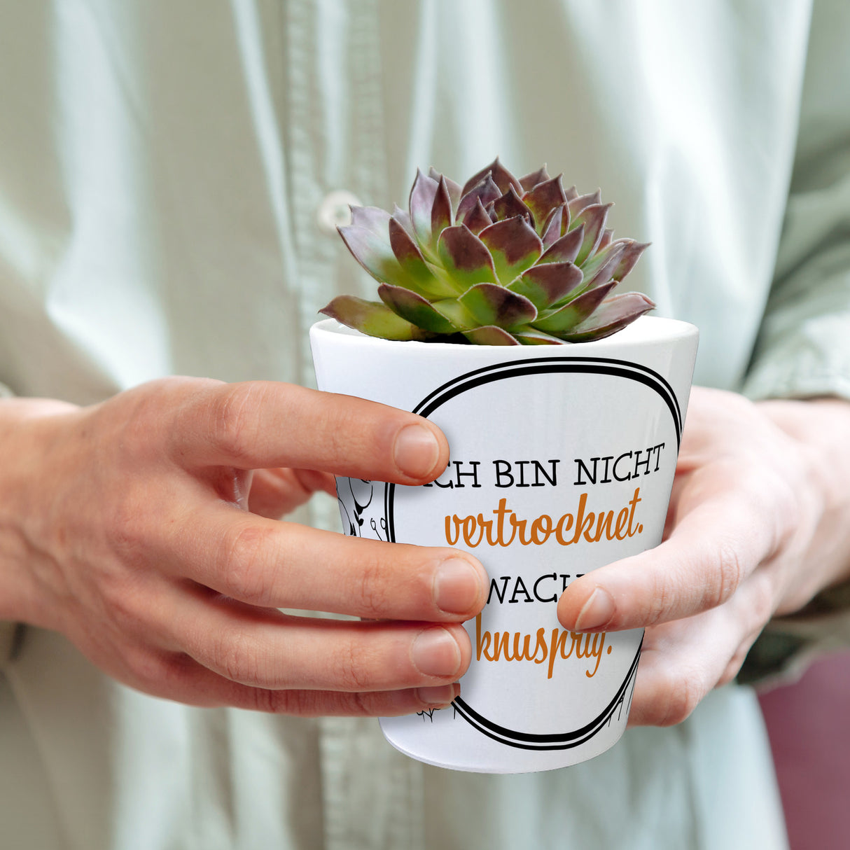 Ich bin nicht vertrocknet ich wachse knusprig Blumentopf aus Keramik