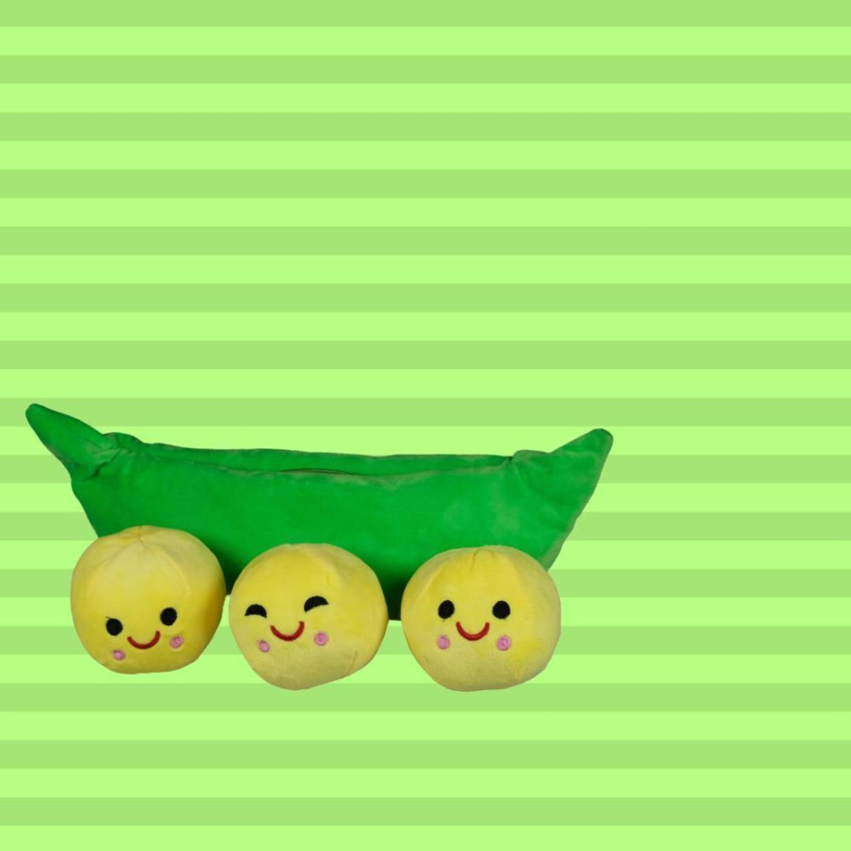 Grüne Erbsen in der Schote Kuscheltier