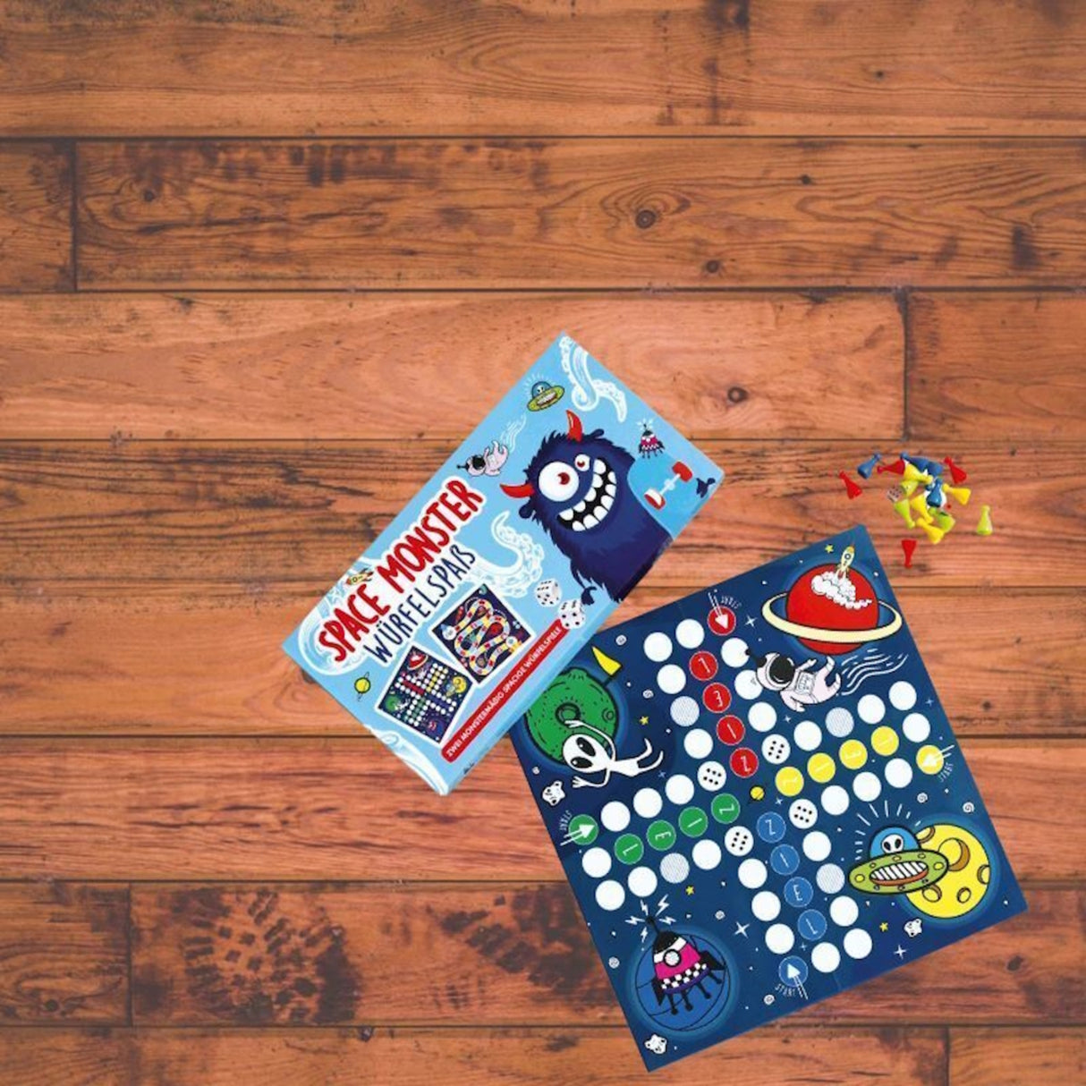 Space Monster 2in1 Gesellschaftsspiel mit Spielfiguren und Würfel