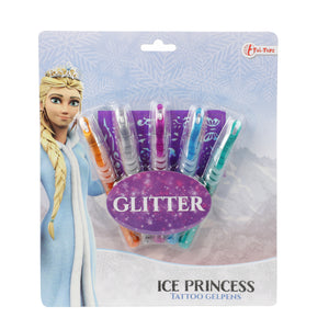 Prinzessin Glitzer Tattoo Gelstifte mit Schablone im 5er Set
