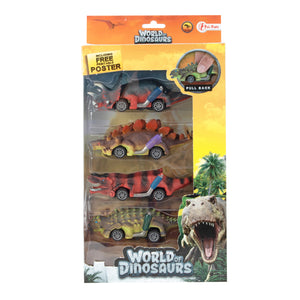 Dinosaurier Spielzeugautos mit Rückzugmotor im 4er Set