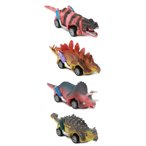 Dinosaurier Spielzeugautos mit Rückzugmotor im 4er Set