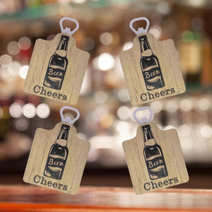 Cheers Bier Untersetzer mit Flaschenöffner im 4er Set