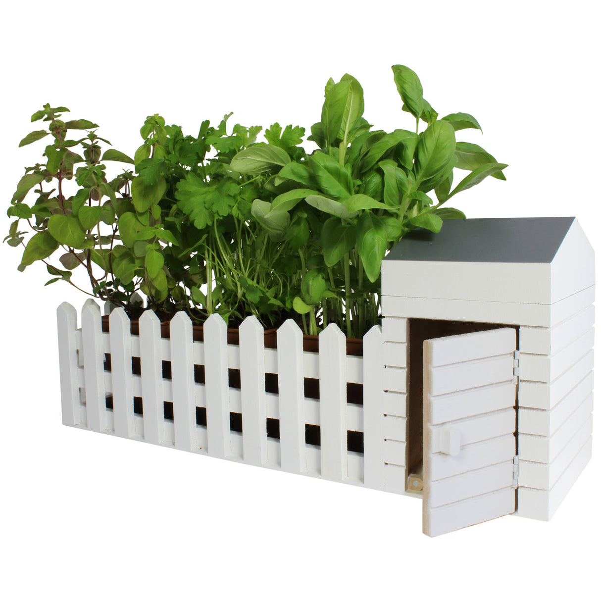 Mini Kräutergarten mit Samen, Erde, Schere und Töpfen