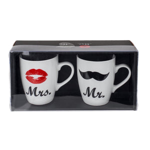 Tassen-Set Mrs. and Mr. aus Porzellan