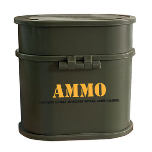Kaliber 58mm Patrone Eiswürfel aus Metall mit Munitionskoffer im 6er Set