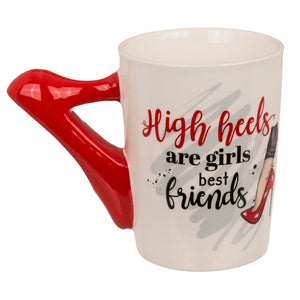 High heels are girls best friends Kaffeebecher mit Stöckelschuh als Henkel