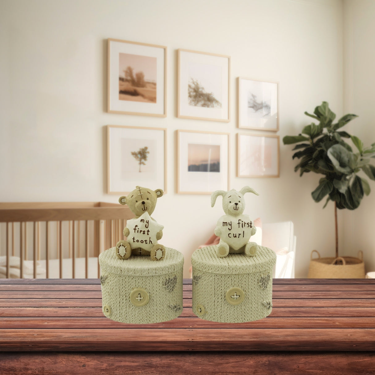 Teddy und Hase Locke und Milchzähne Aufbewahrungsboxen im 2er Set