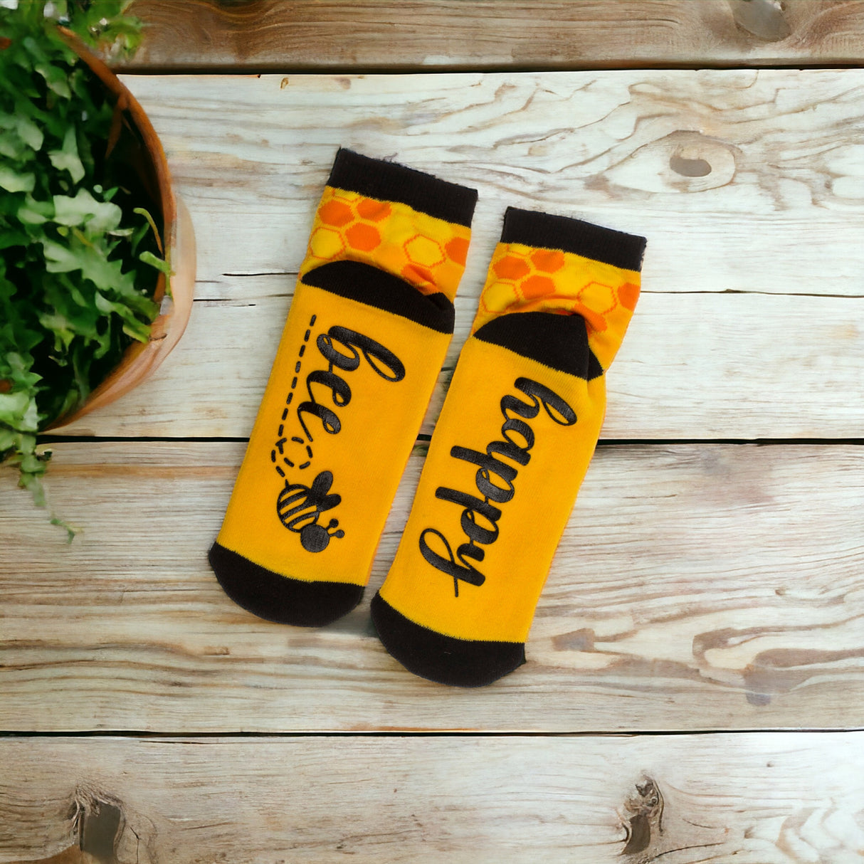Socken Bienenwaben Bienen Strumpf mit ABS Sohle in 36-45 im Paar