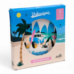 Teller Volkswagen VW T1 Bulli Picknickteller &quotWaves are Calling&quot im 4er Set