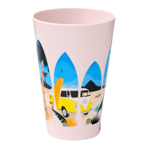 Trinkbecher Volkswagen VW T1 Bulli Picknickbecher &quotWaves are Calling&quot Becher im 4er Set