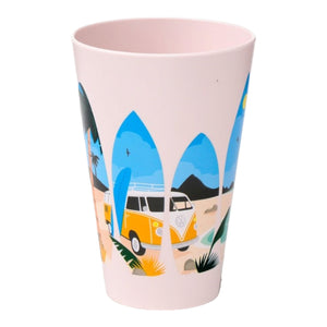Trinkbecher Volkswagen VW T1 Bulli Picknickbecher &quotWaves are Calling&quot Becher im 4er Set