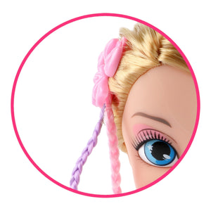 Spielzeug Schminkkopf für Mädchen Styling Spiel mit Haarbürste und Handspiegel