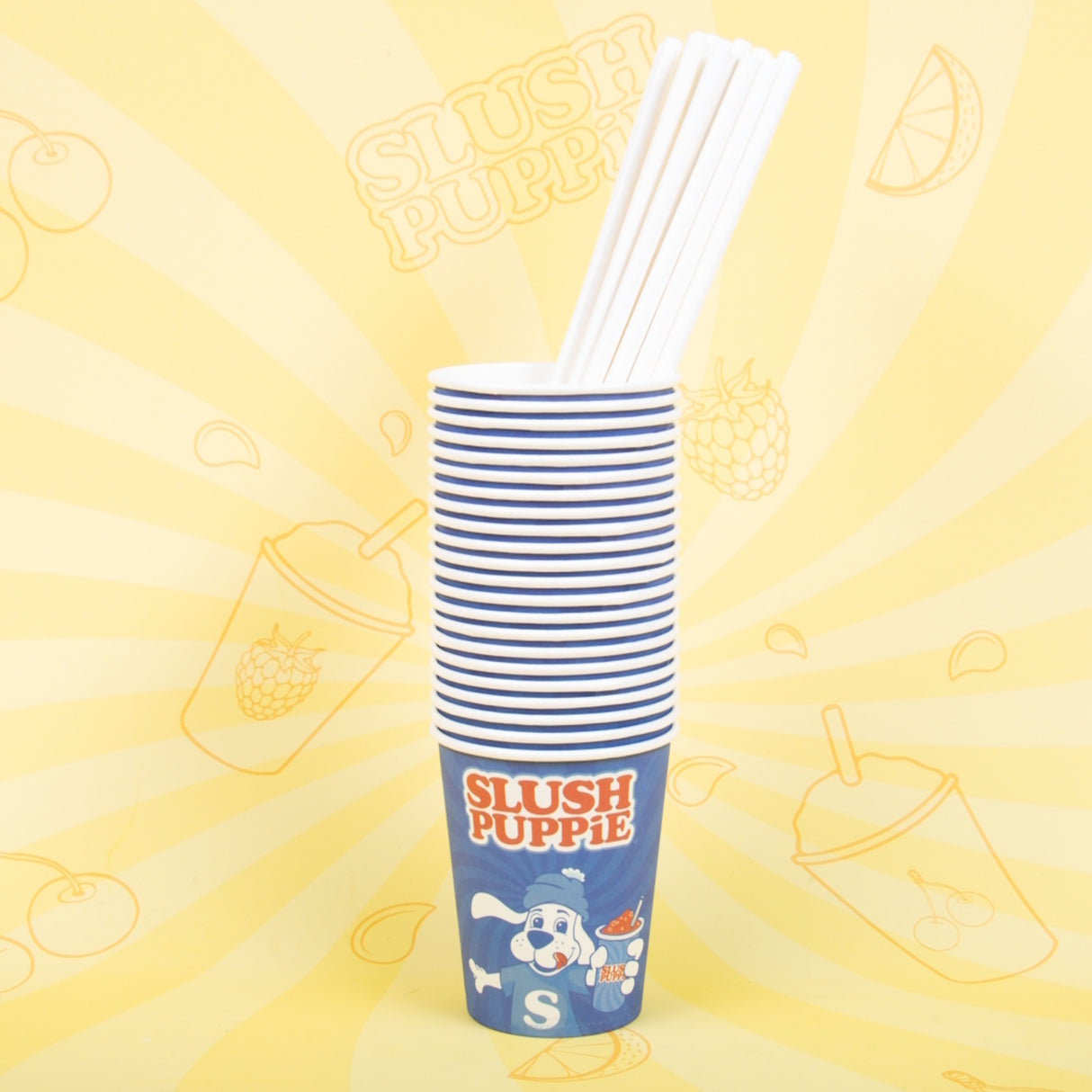 SLUSH PUPPiE Pappbecher Slush-Becher und Strohhalme im Set