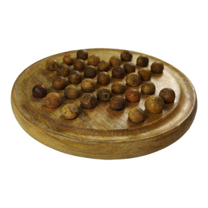 Gesellschaftsspiel Solitär Brettspiel Holz Solitair Spiel aus Mango
