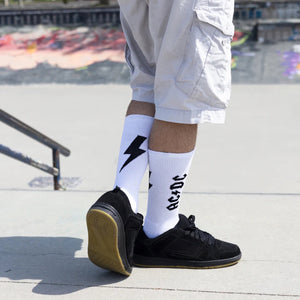 Socken AC/DC Lightning Strikes Fanartikel Strümpfe in weiß in 43-47 im Paar