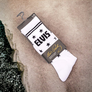 Socken Elvis Presley Fanartikel Elvis the King Strümpfe in weiß in 40-46 im Paar